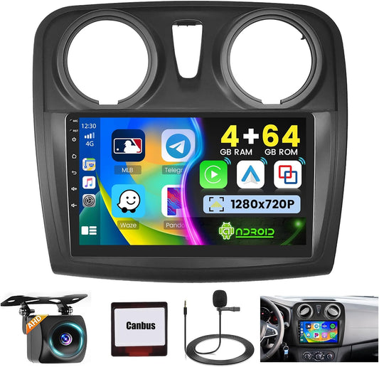 Android Autostereo – Autoradio – Multimedia Systeem – Navigatie – 2-DIN Unit – 9 Inch Touchscreen – Android 15 Met 4GB RAM & Draadloze CarPlay - QUORE
