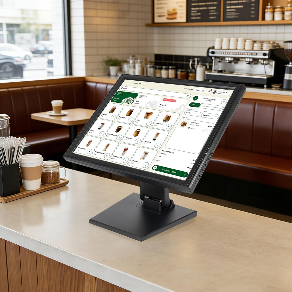 Portable monitor | mobile monitor | touchscreen | 17 inch touchscreen monitor | 1280x1024 resolution | resistive 4-wire | USB/VGA connection | For POS/cash register/hospitality | incl. pen & power - QUORE