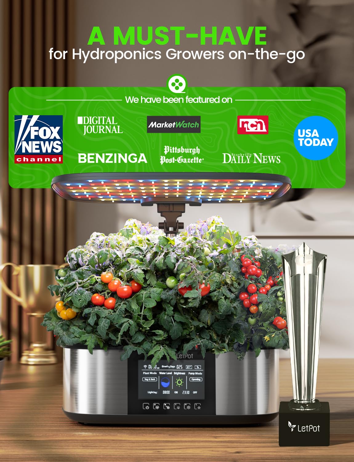 Hydroponisch Kweeksysteem – Hydrocultuursysteem – Kweekset – Indoor Kweekbak – Kruidenkweeksysteem – 21 Kweekpods – Automatische Irrigatie Via App & Wifi – 36W Full-Spectrum LED & 7,5L Watertank
