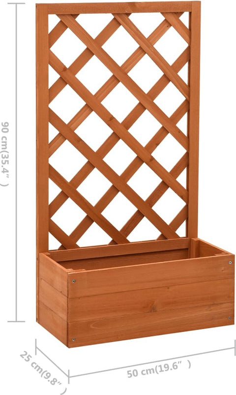 Plantenbak Met Klimrek - Bloembak - Weerbestendig - Met trellis - Buiten - Hout - Plantenbak - 18 Liter - Bruin