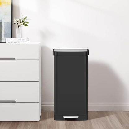 EKO Hudson Matte RVS 75 Liter/20 Gallon Stap Prullenbak met Achterkant Prullenbak Opbergvak (Mat Zwart