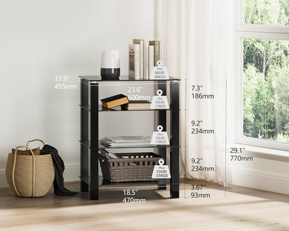FITUEYES TV Rack HiFi plank audiokast glas en aluminium 600x455x770mm AS406002GB
