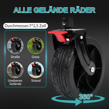 Sekey XXL opvouwbare handkar met uitklapbare achterklep 135L & 200L, opvouwbare handkar opvouwbare vistrolley opvouwbaar vanuit VIER richtingen tot 150KG, SE4019, Grijs