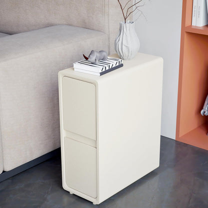 Smal nachtkastje, bijzettafel wit met 2 laden 20 cm breed, voorgemonteerde nachtkastje smal voor slaapkamer, woonkamer
