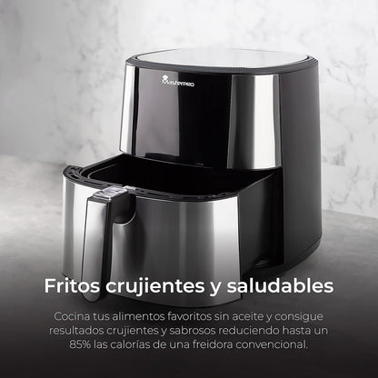 MasterPro Foodies XXL Friteuse Kit zonder olie, 6 l, 1800 W, samen met oliesproeispray, led-display en anti-aanbakmand, luchtfriteuse, 8 verschillende functies in 1