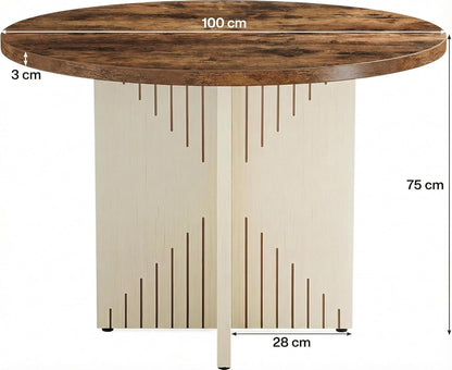 Ronde Eettafel – Eetkamertafel – Tafel – Bistrotafel – Keukentafel – 100 cm Diameter – MDF Met Kruisvoet