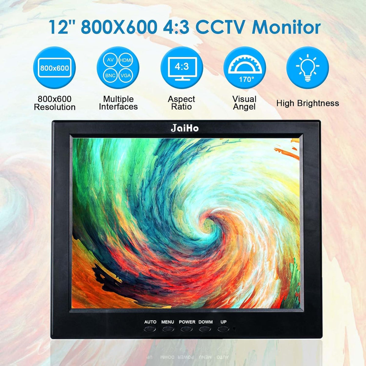 JaiHo Monitor 12 inch LCD-scherm 4:3 800x600 Beveiligingsscherm Monitor met HDMI VGA BNC AV, Mini HDMI-scherm voor Video Securite Camera Systeem PC Raspberry Pi Computer