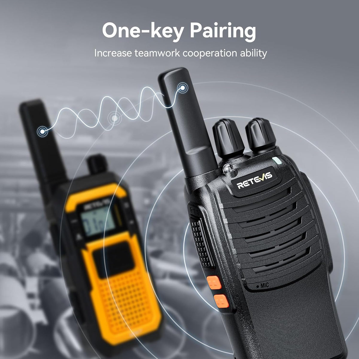 Retevis H777 Portofoons met Oortelefoon, Langeafstandsradio, VOX Handsfree, Ingebouwde Zaklamp, Zakelijke Portofoons voor Restaurants, Scholen (Zwart, 10 Stuks)