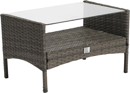 SVITA Brooklyn Garden Furniture Poly Rattan Dining Set Lounge Set Grey - QUORE