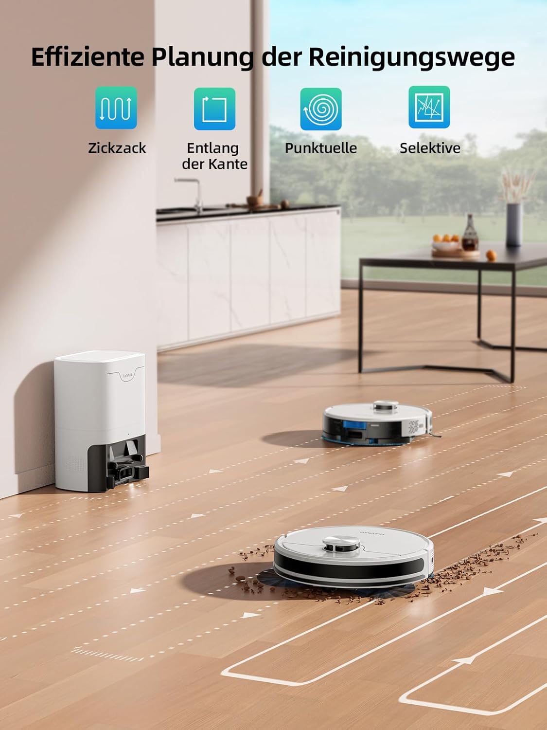 HONITURE Q6 SE robotstofzuiger met dweilfunctie, 3500 Pa stofzuigerrobot met opgeslagen kaarten, ideaal voor dierenharen, tapijten en harde vloeren, looptijd 200 minuten (met 2,5 l zuigstation)