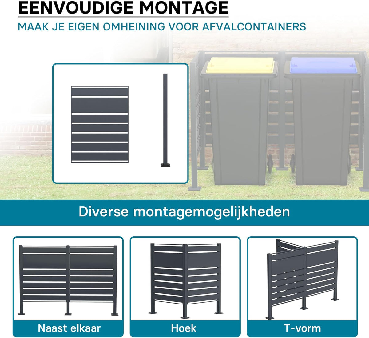 Wiltec container storage extension module fence for waste containers anthracite kliko fence steel - QUORE