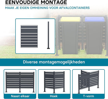 Wiltec container storage extension module fence for waste containers anthracite kliko fence steel - QUORE