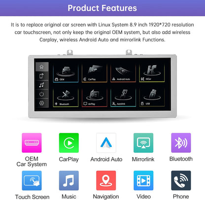 Autoradio – Autoscherm – Multimedia Systeem – Car Play – Touchscreen – 8,9 Inch HD – Draadloos CarPlay & Android Auto