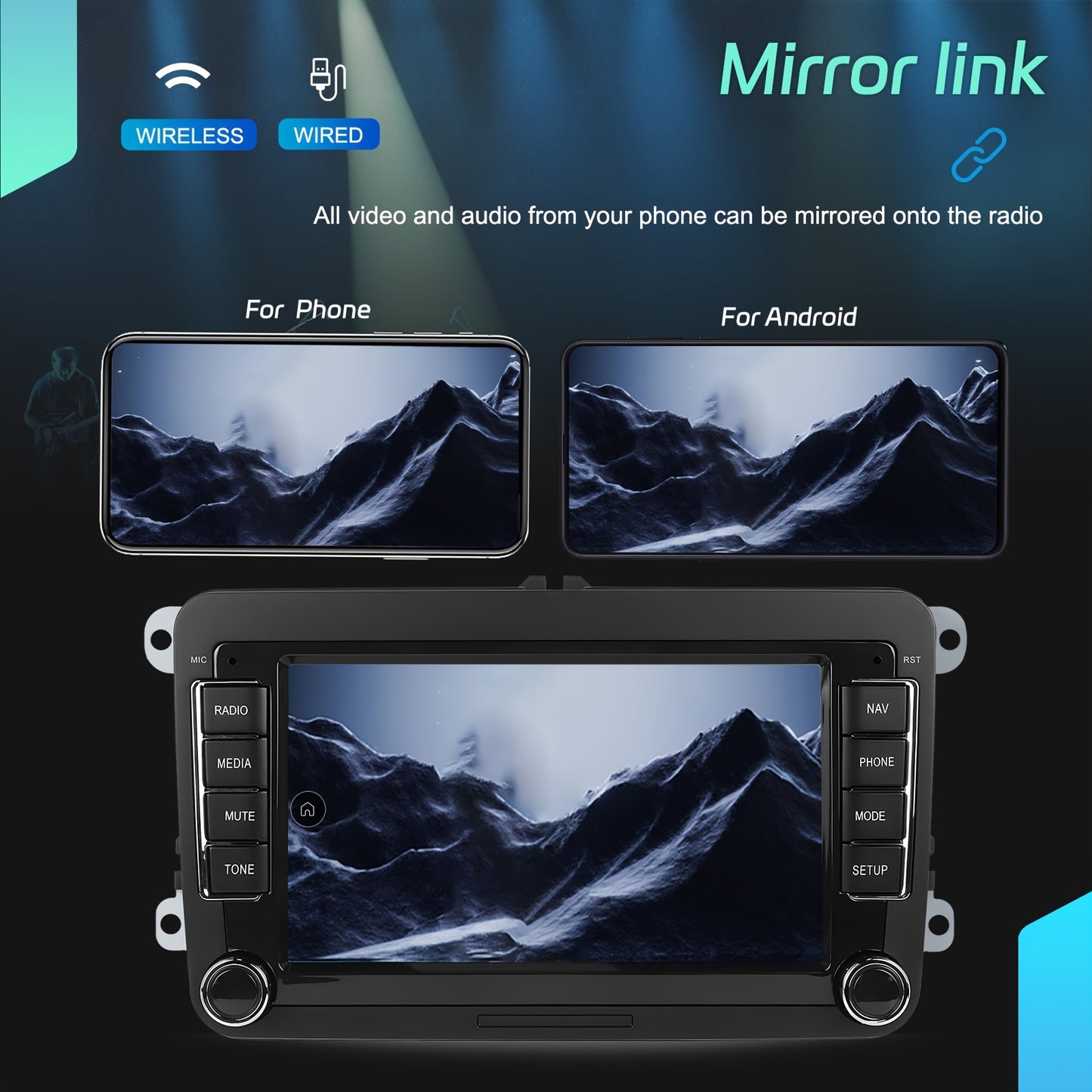 Car Multimedia Systeem – Auto Radio – Double Din Stereo – Android Headunit – Navigatiesysteem – 7 Inch HD Touchscreen – Android 15 OS – Wireless CarPlay & Android Auto – 6GB RAM 128GB Opslag