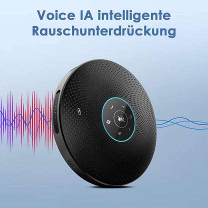 eMeet M2 Max Bluetooth conferentieluidspreker met 4 AI-microfoons, voor 10-15 personen, full duplex oproep, conferentiemicrofoon met AUX, dongle, plug & play, voor Skype, zoom enz.