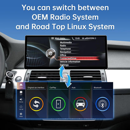 Road Top CarPlay Screen, 12.3 inch Car Radio Touch Screen for BMW X5 X6 Series E70/E71 with CCC System (2007-2009 years), Car Stereo with Narrow Bezel, Compatible with CarPlay/Android Car/MirrorLink - QUORE