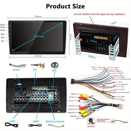 Autoradio – Car Stereo – Auto Radio – Multimedia Systeem – Navigatie – 9-Inch HD IPS Scherm – Draadloze CarPlay & Android Auto Met AHD Achteruitrijcamera & Microfoon