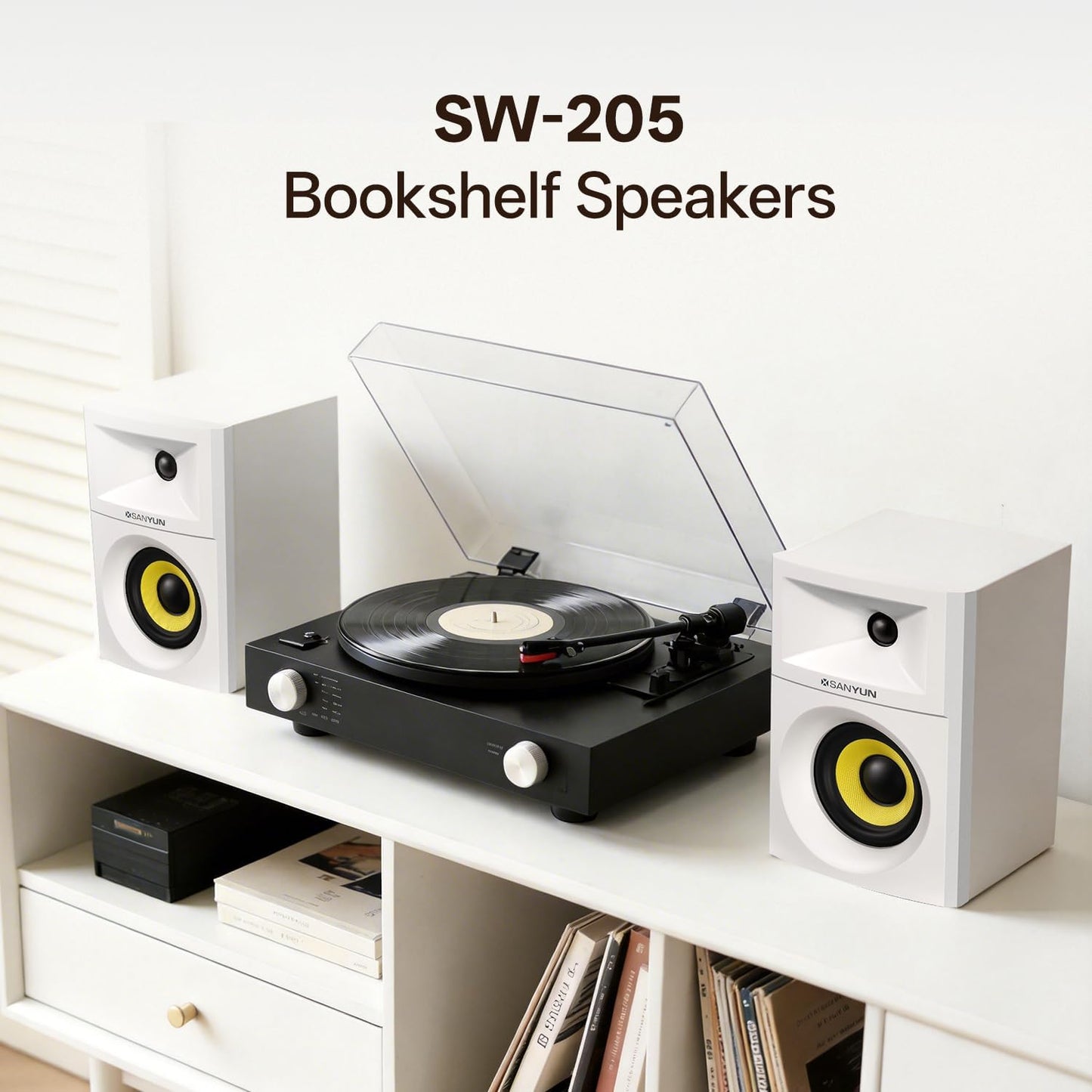 Actieve Boekenplankluidsprekers – Speakers – Luidsprekers – 2.0 Speakers – Near-Field Monitors – Wit – 80W Vermogen – DSP Ruimtelijk Geluid