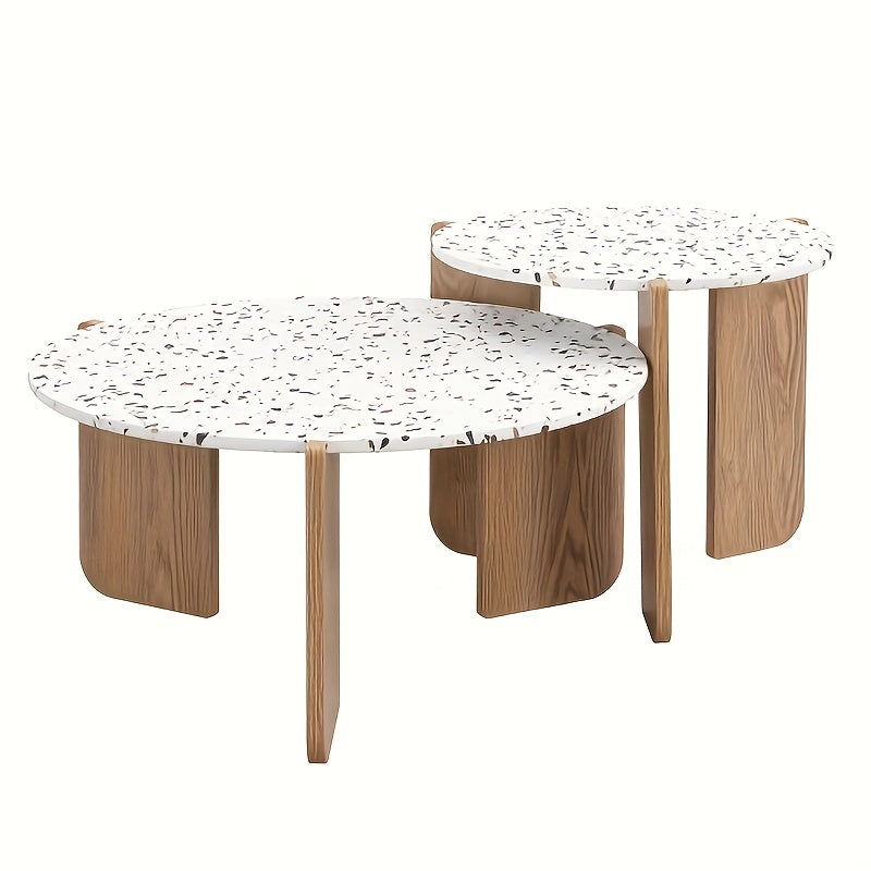 Bamboe Salontafel – Bijzettafel – Side Table – Balkon Tafeltje – Witte Set van 2 – Duurzaam Bamboo Materiaal – Geen Montage Nodig