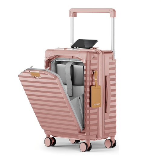 Koffer – Handbagage – Reiskoffer – Carry-on – Spinner – 20 Inch – Lichtgewicht ABS – Front Opening met Combinatieslot – Roze Goud