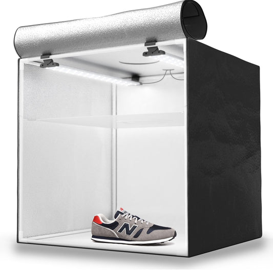 Draagbare fotostudio – Fotobox – Fototent – Lichtbak – Softbox – 60 x 60 x 60 cm – Anti-glans systeem – 5500K daglichtverlichting