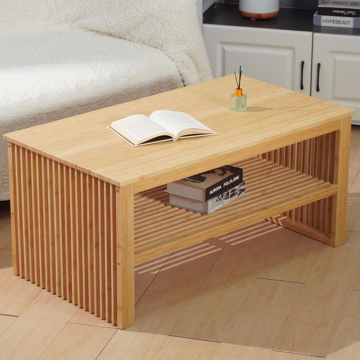 Bamboe salontafel - woonkamertafel - houten salontafel - tafel woonkamer - banktafel