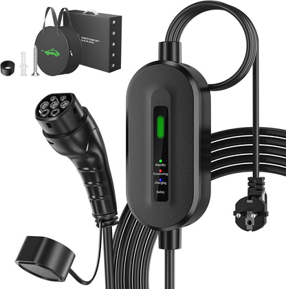 EVJUICION Type 2 Schuko Oplaadkabel voor Elektrische Auto - 16A, 10m, 3,68 kW, 1-Fase EV Chargeur, IEC 62196-2 BEV PHEV