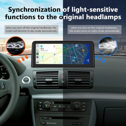 Road Top Wireless Carplay Android Car, 10.25 Inch Car Stereo Receiver for BMW 1er E81/E82/E87/E88 2004-2008 Year with CCC System, 1920 * 720 Car Touch Screen Multimedia Radio Receiver - QUORE
