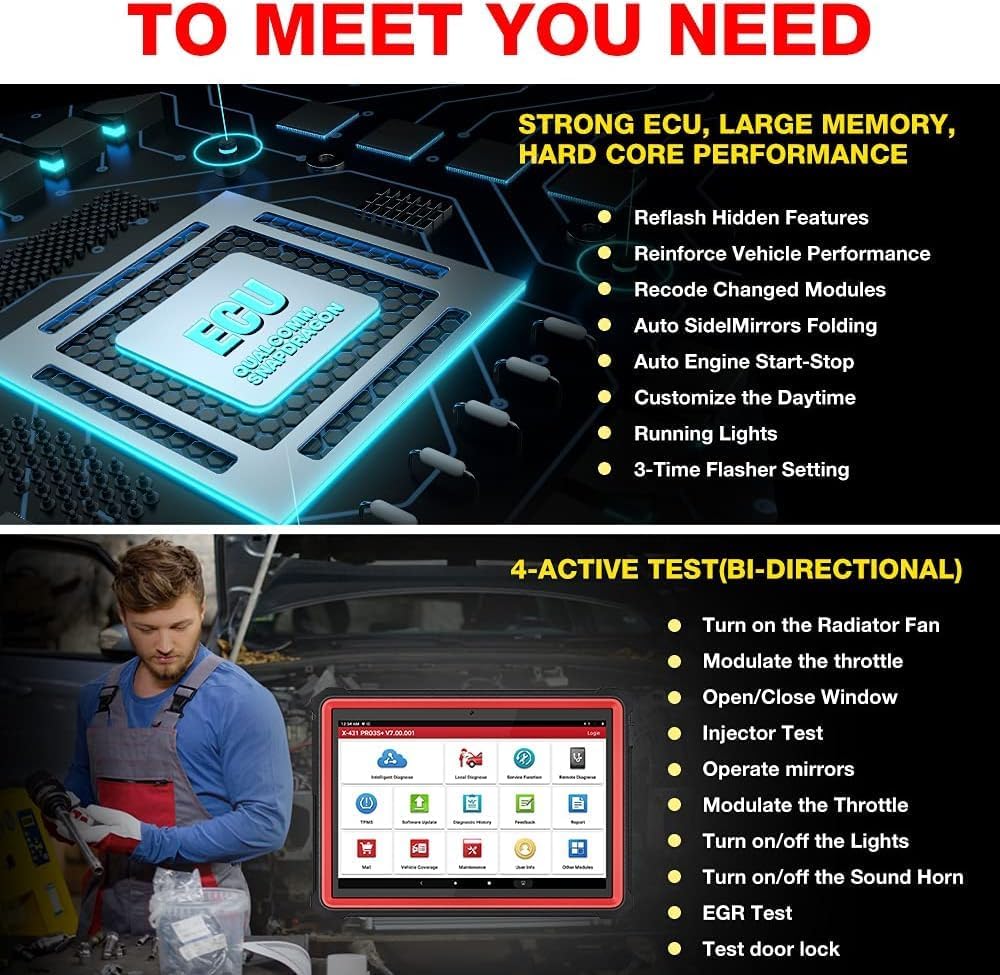 OBD2 Diagnoseapparaat – Autodiagnose Tool – OBD Scanner – Motorcode Lezer – Foutcode Uitlezer – Bidirectionele Tests – ECU Codering – 35+ Resetfuncties