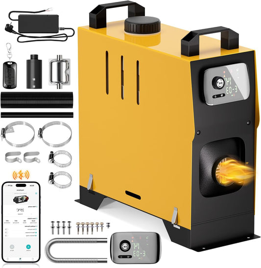 5-8KW Diesel Air Heater, 12V/24V Portable Diesel Heater, All in One Parking Heater with APP & LCD Monitor & Remote Control, Low Noise Fast Heating for Campervan, RV, Truck, Tent and Garage - QUORE