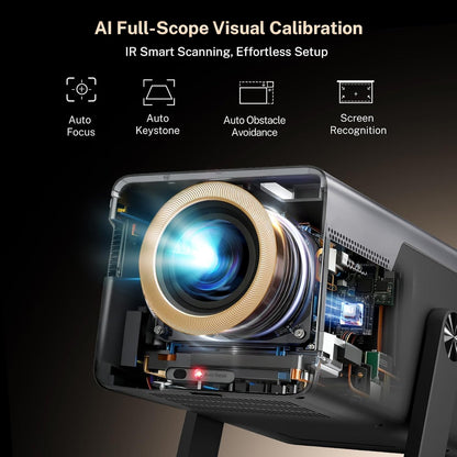 2026 Nieuwe 2000ANSI beamer Smart Projector Full HD Native 1080P Android14 ingebouwde apps Autofocus / Keystone 4K ondersteund, projector thuisbioscoop WiFi6 en Bluetooth 5.4, voor iOS/Switch/PS5