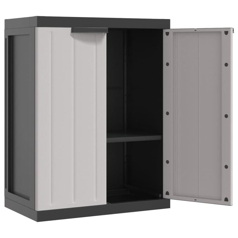 Tuinkast – Tuinberging – Opbergkast – Bergkast – Schuurkast – Grijs en Zwart – Compact Formaat 65x37x85 cm – Duurzaam Materiaal PP en RVS