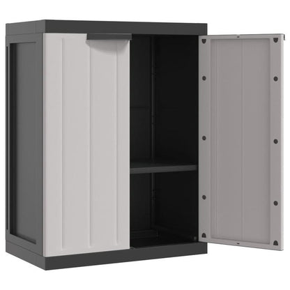 Tuinkast – Tuinberging – Opbergkast – Bergkast – Schuurkast – Grijs en Zwart – Compact Formaat 65x37x85 cm – Duurzaam Materiaal PP en RVS
