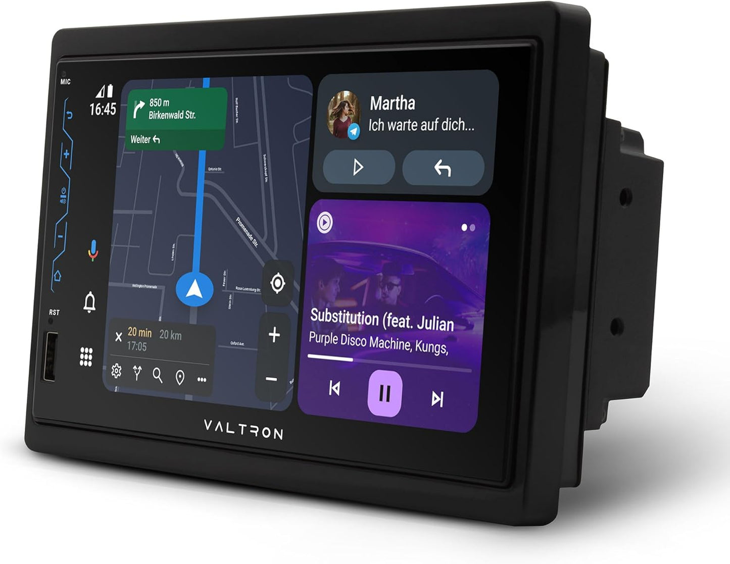 VALTRON RX-820HD 2-DIN-multimedia autoradio, 7 inch touchscreen, draadloze Android Auto & CarPlay, USB, Bluetooth, high-performance tuner, 16-bands grafische equalizer, zwart, achteruitrijcamera
