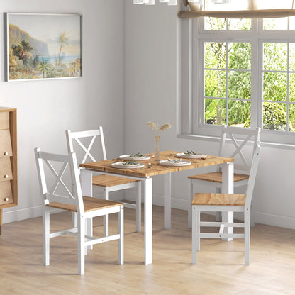 Eetkamerstoelen – Keukenstoelen – Stoelen – Landelijke Stoelen – Houten Stoelen – Set Van 4 – Massief Grenenhout – Hoge Rugleuning Ergonomisch