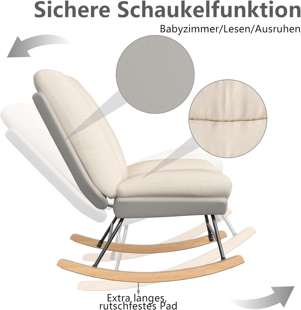 Elegant High Back Rocking Chair Living Room Chair Accent Chair Bedroom Armchair Rocking Chair Relax Chair for Living Room Office (Five Speed Setting