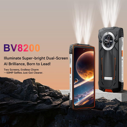 Blackview BV8200 Smartphone Incassable, Lampe Torche 170 Lumens, Double Écran, Helio G100 36GB+256GB, 6,5'' 120Hz 2.4K FHD+, Caméra AI 50MP, IP68 IP69K Android 14 Téléphone Étanche, GPS NFC Vert