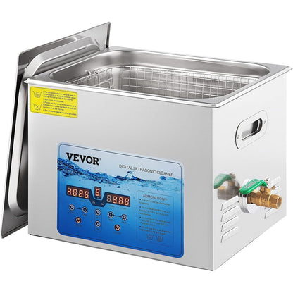 VEVOR 15 l ultrasone reiniger, 35,5 x 32,5 x 28,5 cm, ultrasone wasmachine met deksel en mand, geschikt voor sieraden, brillen, horloges, printplaten, tandapparaten enz.