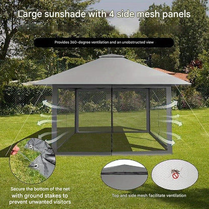 Instant Pop-Up Tent – Partytent – Tuinkamer – Terrastent – Zonnescherm – Donkergrijs – Verstelbare Hoogte – Inklapbare Wieltas