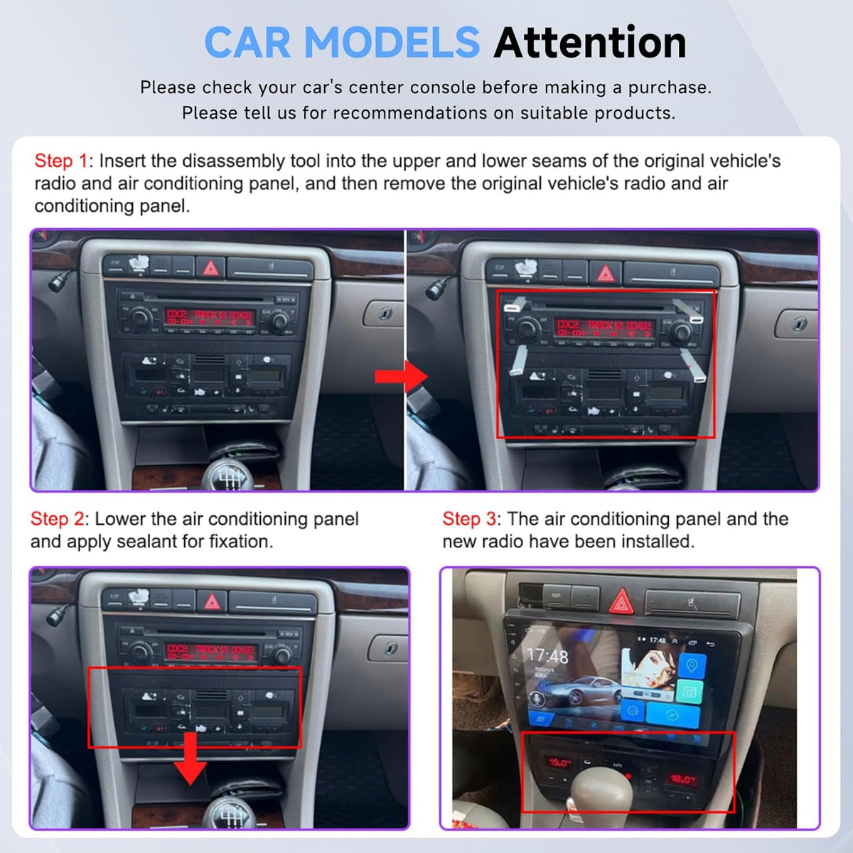 Hodozzy 4 GB + 128 GB Android autoradio voor Audi A6 C5 1997-2004 S6 1999-2004 RS6 2002-2006, Carplay Wireless Android Auto, 9 inch InCell Touchscreen 2 Din Radio met Navi Bluetooth DSP WiFi RDS