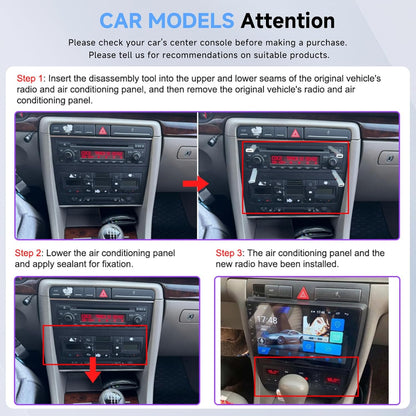 Hodozzy 4 GB + 128 GB Android autoradio voor Audi A6 C5 1997-2004 S6 1999-2004 RS6 2002-2006, Carplay Wireless Android Auto, 9 inch InCell Touchscreen 2 Din Radio met Navi Bluetooth DSP WiFi RDS