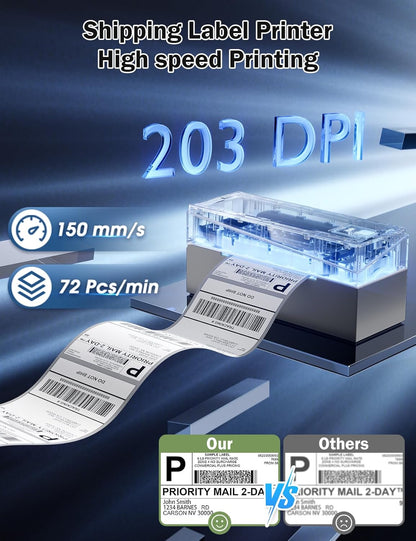 Memoking Bluetooth DHL labelprinter, mobiele Thermo 4 x 6 verzendlabels, printer voor kleine familiebedrijven, 249-BT printer voor eBay, Etsy, UPS, USPS, Amazon, Royal Mail, Hermes, Shopify, FedEx
