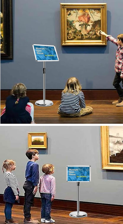 A4 Informatiestandaard – Posterhouder – Posterstandaard – Informatiehouder – Displaystandaard – Set Van 10 Stuks – In Hoogte Verstelbaar 70-120 Cm – 360° Draaibaar Voor Staand En Liggend Gebruik