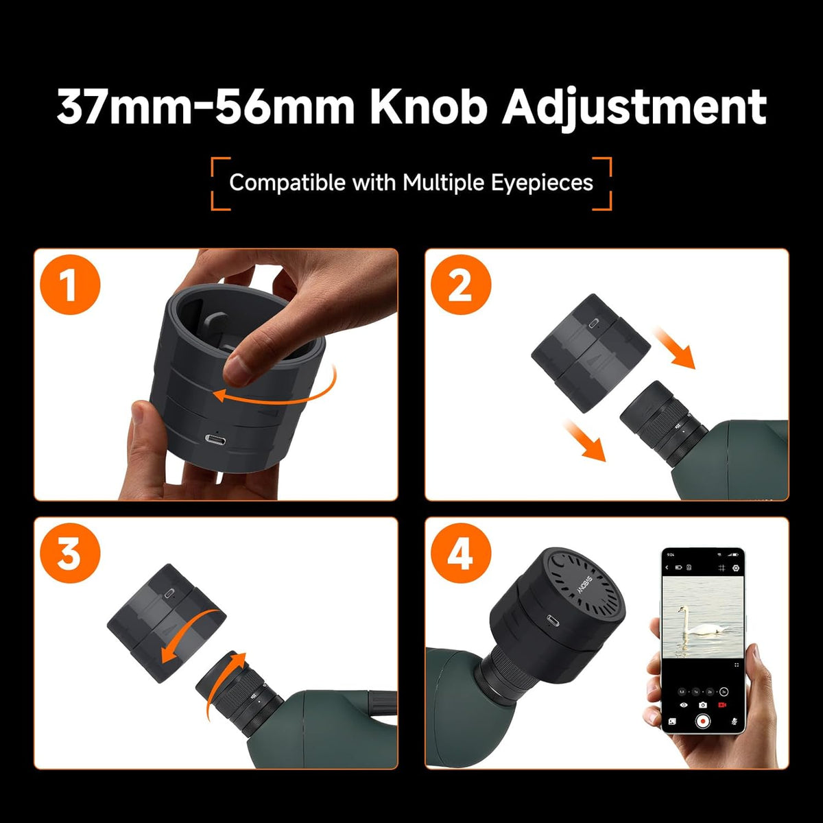Svbony SV13 20-60x80 Spotting Scope met SC002 WiFi Spotting Scope Camera, Tafelstatief, HD FMC Optiek, Waterdichte Nevelvrij, Spotting Scopes met Telefoon Adapter voor Vogels kijken