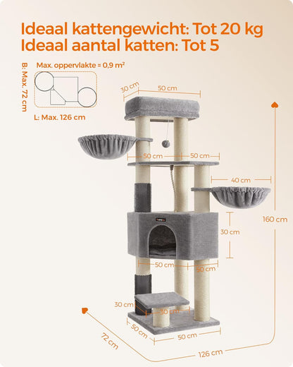 Krabpaal – Kattenboom – Krabmeubel – Kattenkast – Kattenpaal – Ruim Voor Grote Katten – Stevige Sisal Stammen 11,3 cm