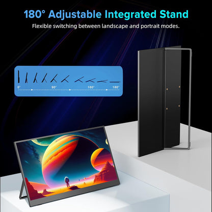 UPERFECT Portable Monitor 17.3 Inch 144Hz with 1920x1080 Full HD Eye Care IPS Mat Screen Integrated Bracket Mini HDMI 2 USB C for PC Laptop PS4/5 Switch Xbo, Mobile Display VESA Compatible - QUORE