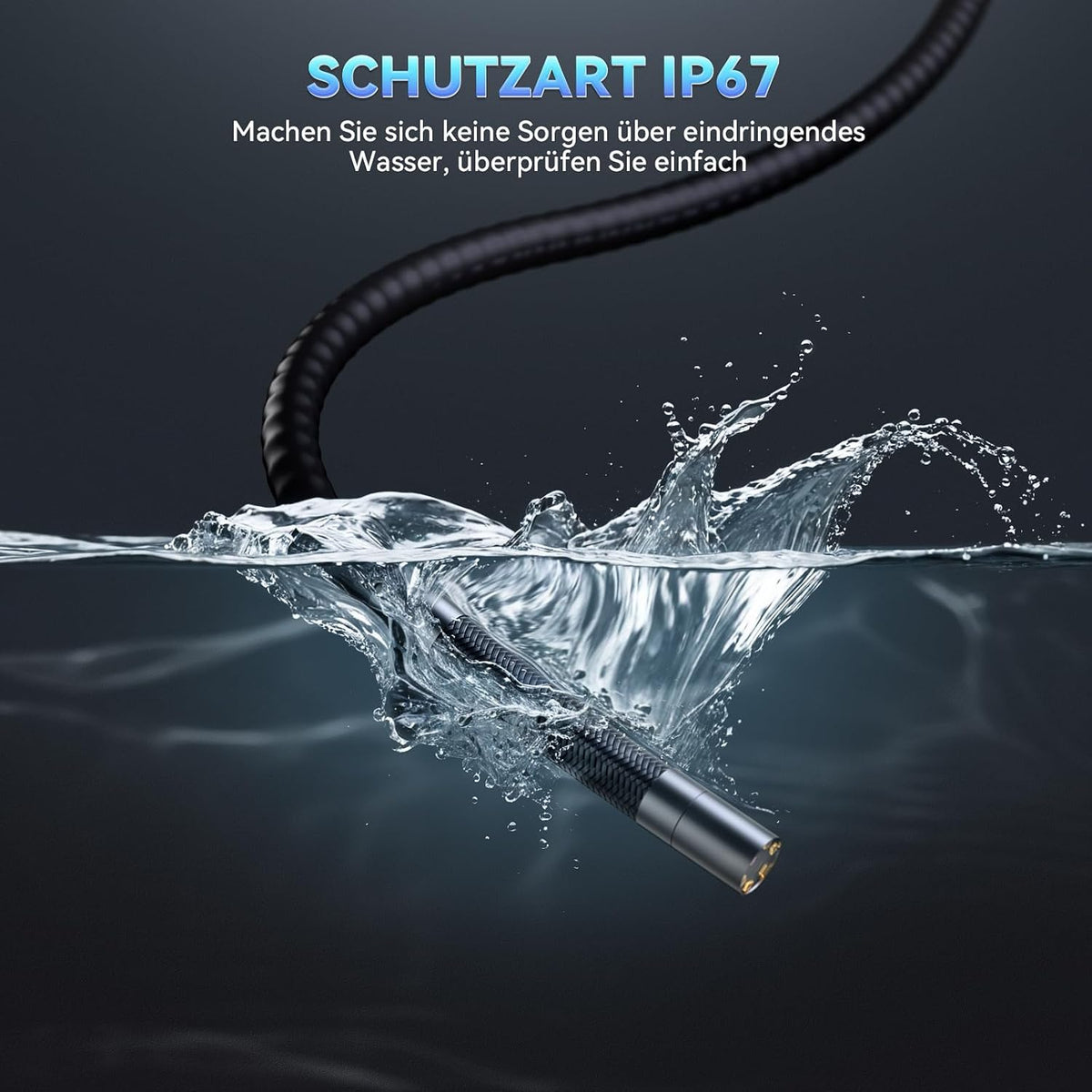 Ralcam Endoskopkamera 6,2mm Endoscope Camera - Endoskop 360° Inspektionskamera mit Licht 5,0" HD 1280x720 Rohrkamera, Kameras mit 6 LED, IP67 Wasserdicht 1m Halbstarres Kanalkamera Teleskopkamera