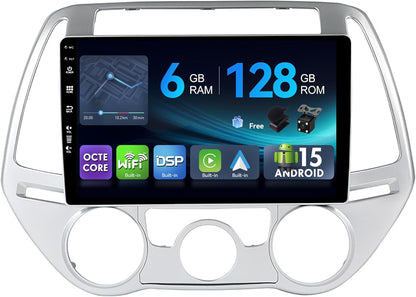 MSD 6G + 128G - Autoradio Voor Hyundai I20 (2012-2014) | Android 15 GPS Navi Radio | CarPlay Android Auto Stuurwiel Dual-Band WiFi DSP Dab 4G Bluetooth | MIC Camera | Octa-Core 2 Din 9 Inch