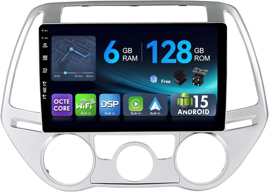 MSD 6G + 128G - Autoradio Voor Hyundai I20 (2012-2014) | Android 15 GPS Navi Radio | CarPlay Android Auto Stuurwiel Dual-Band WiFi DSP Dab 4G Bluetooth | MIC Camera | Octa-Core 2 Din 9 Inch