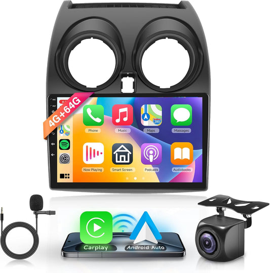 4 Core 4G + 64G Android 15 Car Radio for Nissan Qashqai J10 2006-2016 Wireless Carplay Android Car 5G WIFI Navi GPS, 9 Inch Car Radio with Mirror Link Bluetooth FM/RDS Radio 32 EQ/USB/SWC - QUORE